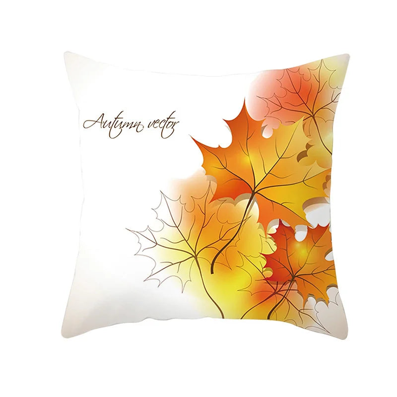DecorBites™ Autumn Maple Leaves Pillow Cases Short Plush Cushion Cover Sofa Pillowslip