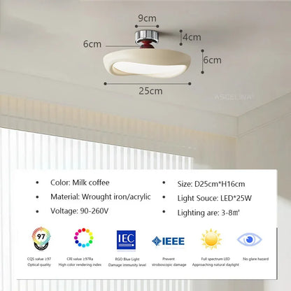 DecorBites™ Cream LED Ceiling Light for Minimalist Home Decor