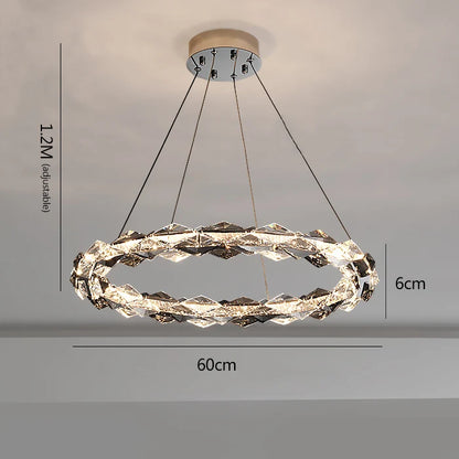DecorBites™ Crystal Chandelier: Modern Luxury Duplex Staircase Ring Lamp