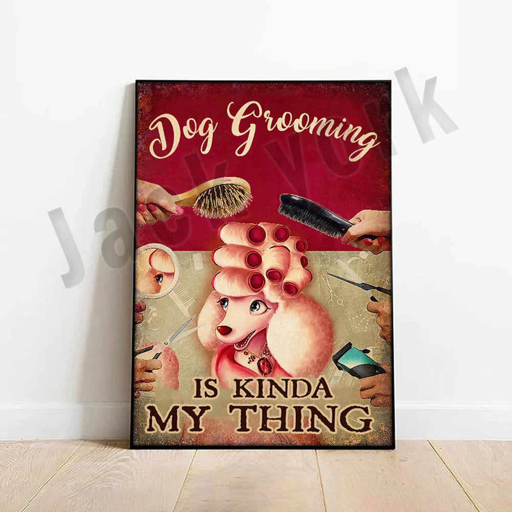 DecorBites™ Dog Grooming Poster: Funny Dog Grooming Gifts for Dog Moms