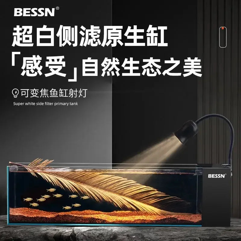 DecorBites™ Betta Fish Tank, Acrylic Aquarium Bowl with Top Filtration System