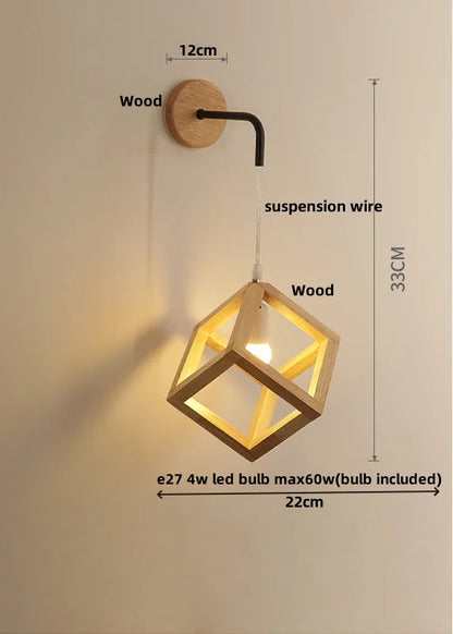 DecorBites™ Cube LED Wall Lights | Modern Nordic Wood Design for Home Decor
