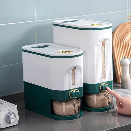 DecorBites™ Large Capacity Rice Dispenser Kitchen Grain Container Moisture Proof Cereal Storage Box