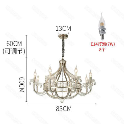 DecorBites™ Crystal Chandelier: Elegant France Chrome Pendent Lamp for Living Room, Dining Room, Bedroom