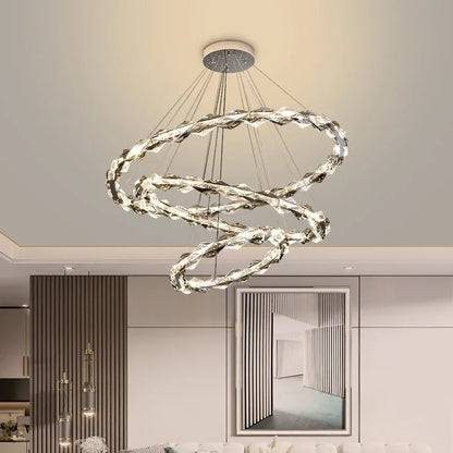 DecorBites™ Crystal Ring Chandelier: Modern Dimmable LED Ceiling Fixture