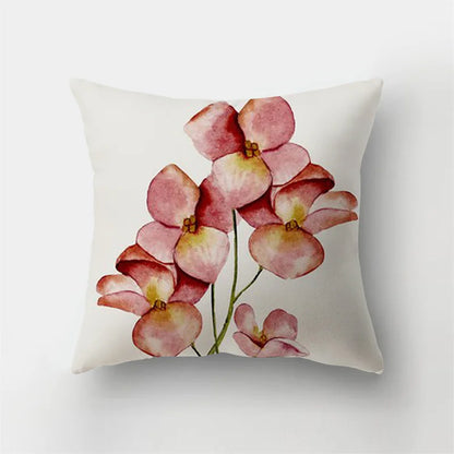 DecorBites™ Deer Animal Short Plush Pillowcase with Natural Leaves and Flowers