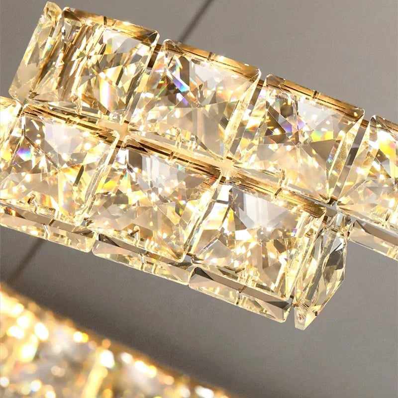 DecorBites™ Crystal Ceiling Chandelier: Modern Stainless Steel LED Indoor Lighting for Living Room & Bedroom