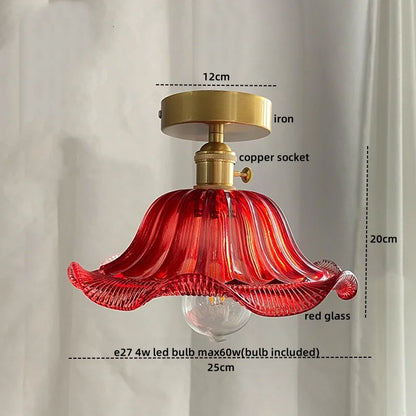 DecorBites™ Green Glass LED Ceiling Light Modern Iron Copper Lampara Techo for Home Decor