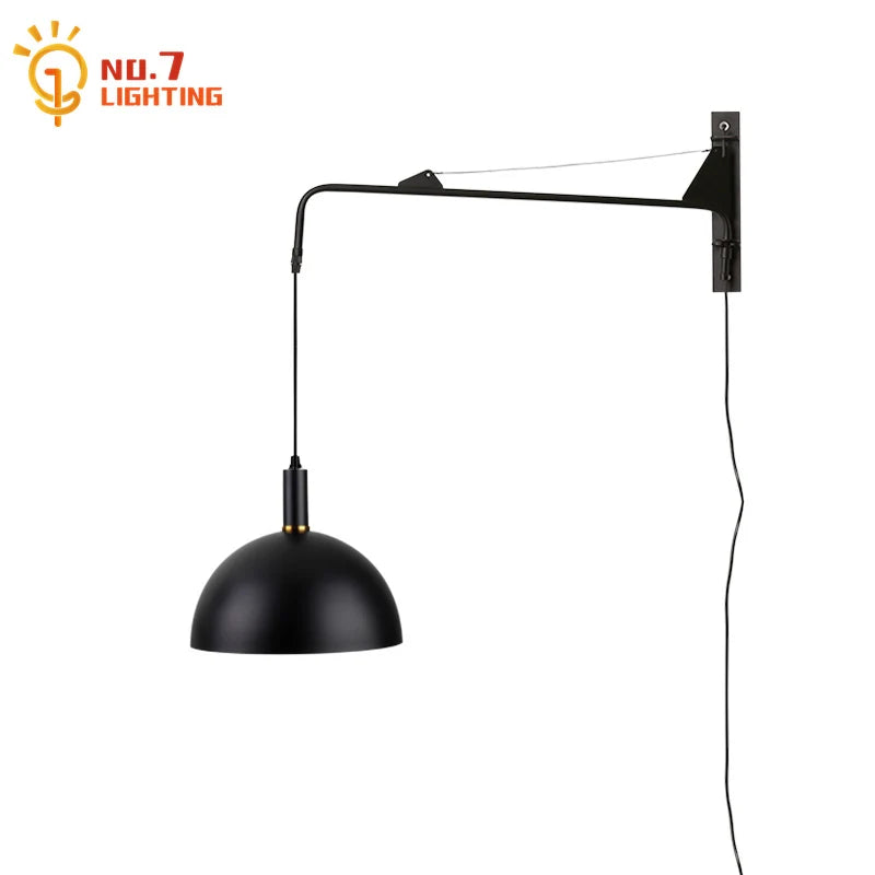 DecorBites™ Gold/Black Swing Arm Wall Lamp LED E27, Adjustable & Rotatable Sconce