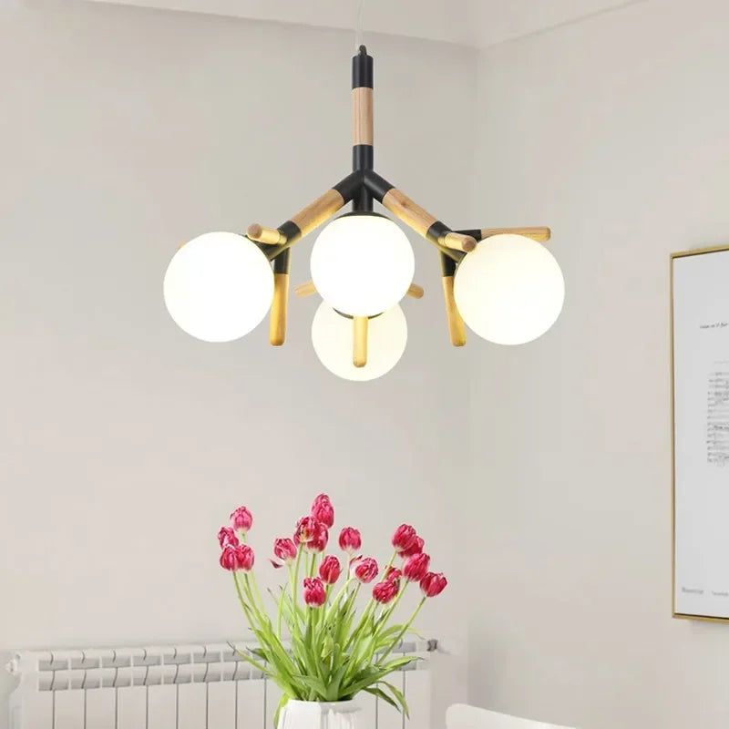 Gold LED Hanging Light 4-Head Adjustable