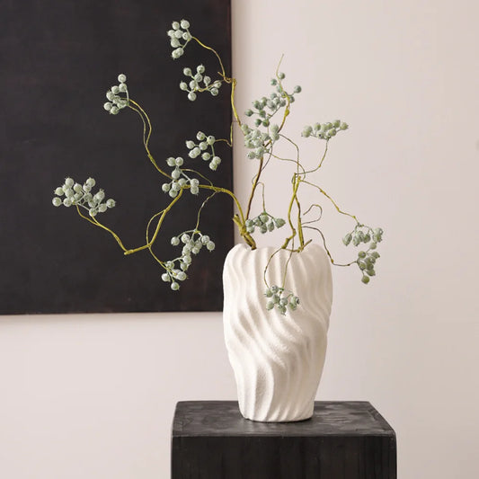 DecorBites™ Irregular Wavy Patterns Ceramic Vase White Pot Home Decoration