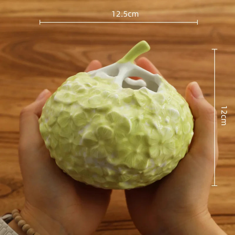 DecorBites™ Hydrangea Ceramic Vase | Hand-Relief Sculpture Flower Ball Arrangement Accessory