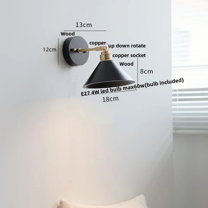 Aplique de pared LED DecorBites™ moderno de madera negra y cobre