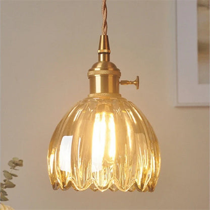 Vintage Champagne Glass Pendant Light With Iron Finish