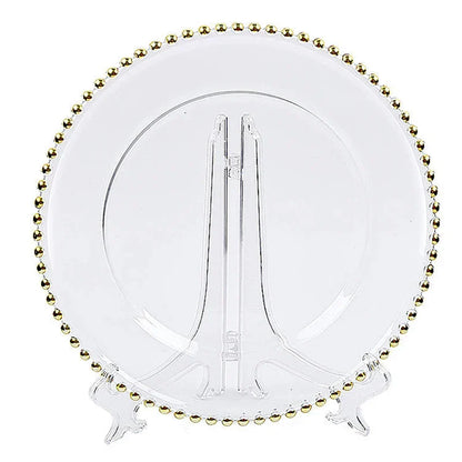DecorBites™ Gold Beads Glass Plate, Large Round Fruit Plate for Stylish Dining