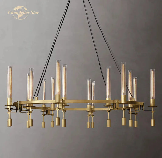 DecorBites™ LED Round Glass Chandelier for Living Dining Room Lighting