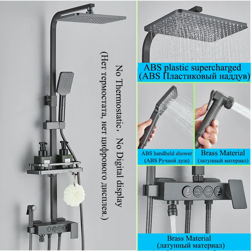DecorBites™ Digital Display Thermostatic Shower Faucet Set Rainfall Shower Mixer