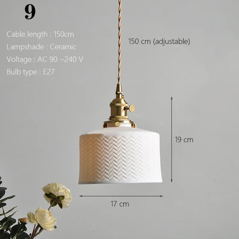 DecorBites™ Japanese Ceramic Pendant Light Scandinavian Style Luxury Lamp