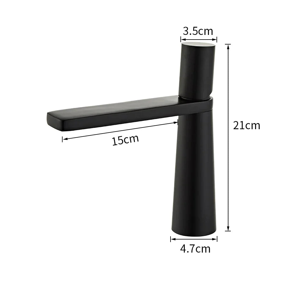 DecorBites™ Brass Bathroom Faucet Mixer Tap, Black/Gold Finish, Single Handle Hot/Cold Lavatory