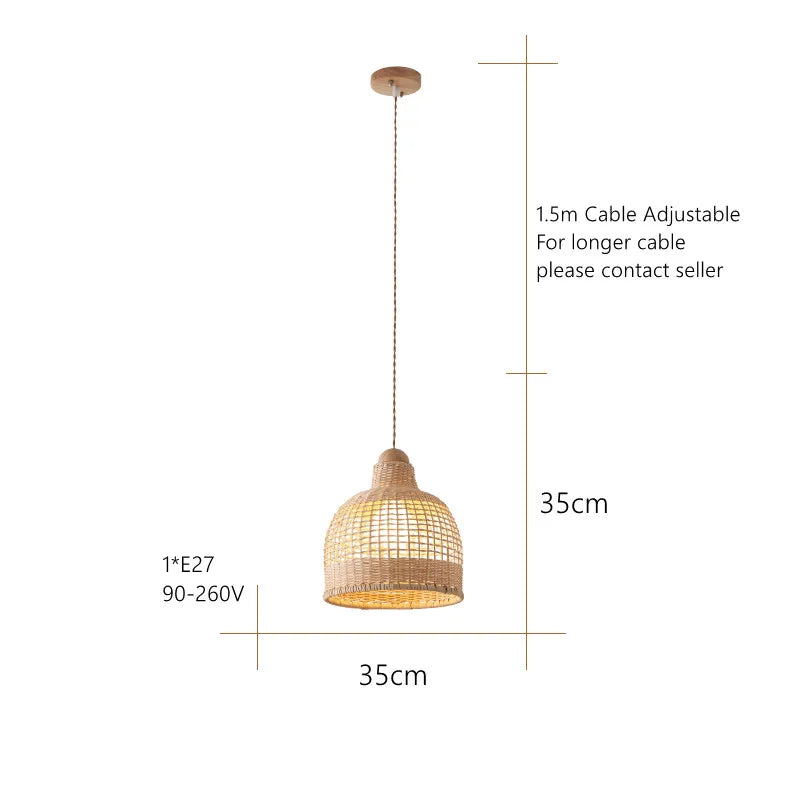 DecorBites™ Bamboo Pendant Lamps in Handmade Natural Wabi Sabi Style for Home, Dining, Bar Island