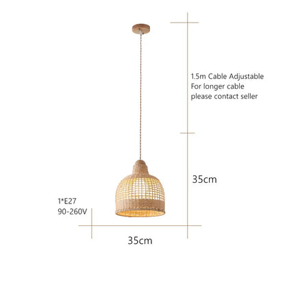 DecorBites™ Bamboo Pendant Lamps in Handmade Natural Wabi Sabi Style for Home, Dining, Bar Island