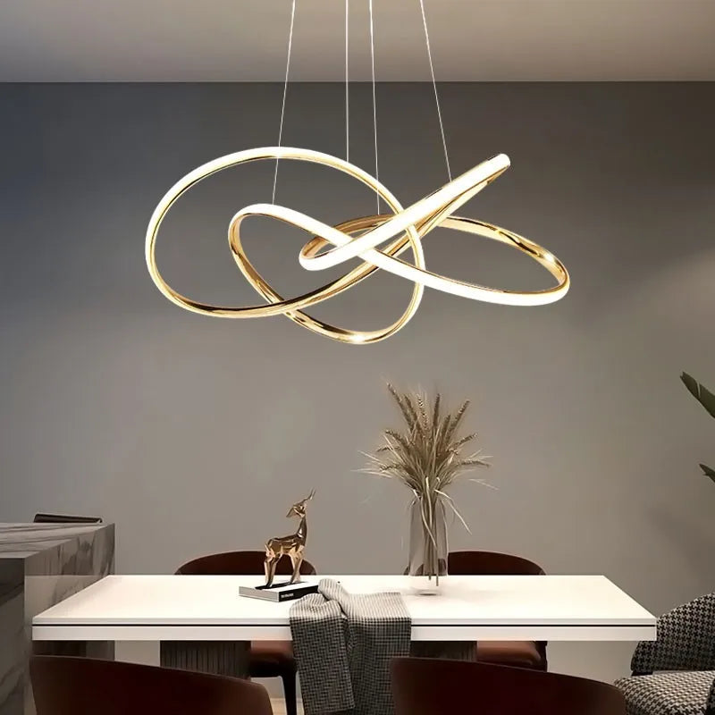 Lámparas de araña DecorBites™ con anillo dorado para comedor moderno e iluminación de lujo para dormitorios