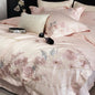 Decobites Luxury Flowers Embroidery Bedding Set 600TC Egyptian Cotton Duvet Cover Queen King Size