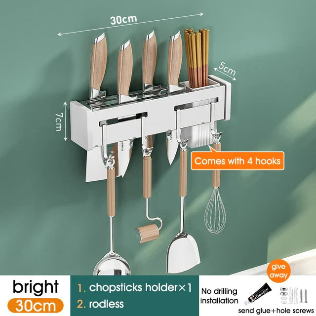 Organizador de Cocina Decorbites™: Estante de Almacenamiento Multifuncional para Cuchillos y Palillos Montado en la Pared