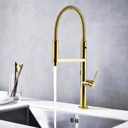 Grifo de cocina de latón dorado Decorbites™ con caño abatible plegable de resorte mezclador