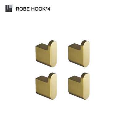 DecorBites™ Gold Bathroom Accessories Set: Towel Bar Rail, Toilet Paper Holder, Towel Rack, Hook