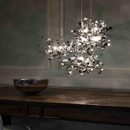DecorBites™ Leaf Chrome Ceiling Chandelier for Living Room, Bar, or Balcony Lighting