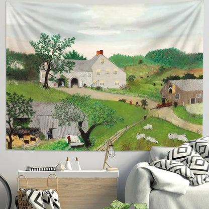 Decobites Pastoral Tapestry: Scenic Wall Decoration for Bedroom, Dormitory & Healing Spaces