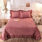 Decobites Nordic Pink Velvet Quilting Bedspread Set with Pillowcases