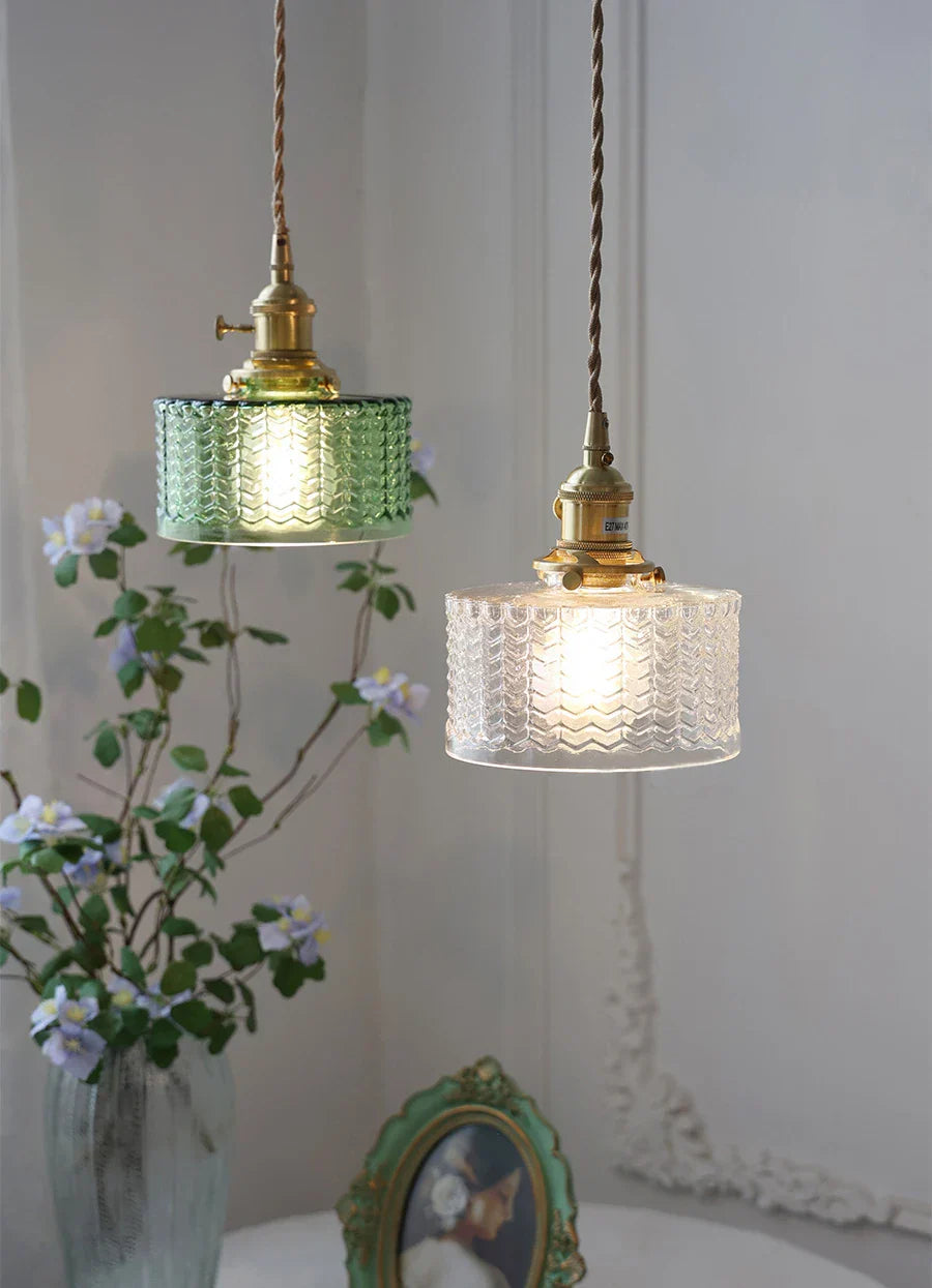 Decorbites™ Glas-Schirm-Kronleuchter-Deckenlampe für Schlafzimmer Esszimmer Grün Vintage LED