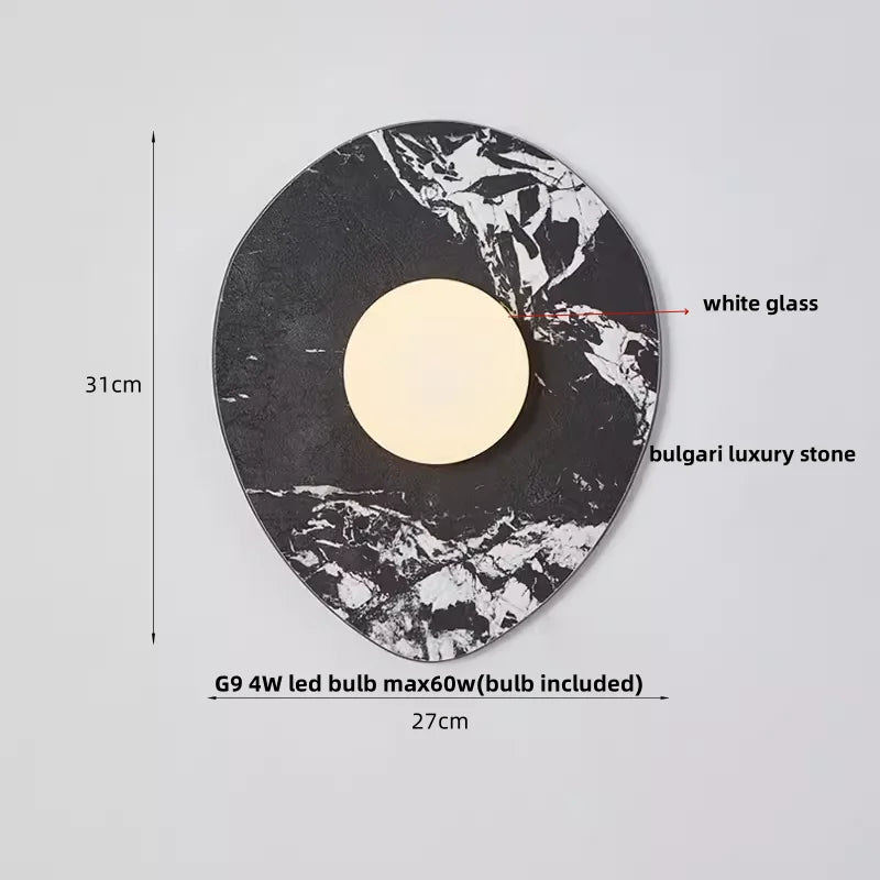 DecorBites™ Green Marble Stone LED Wall Sconce Lighting for Bedroom and Hallway