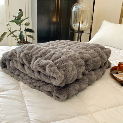 Decobites Faux Rabbit Fur Luxury Winter Blanket for Beds