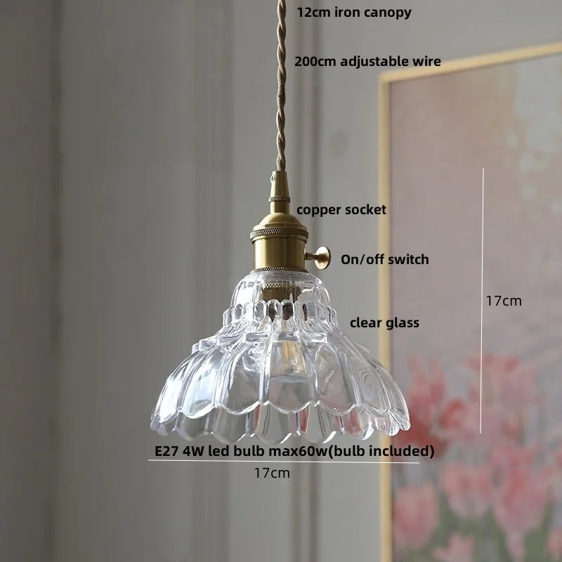 Decorbites™ Grüne Glas LED Hängelampe | Modern Nordisch Holz Walnuss | Messingknopf-Schalter | Hängelicht