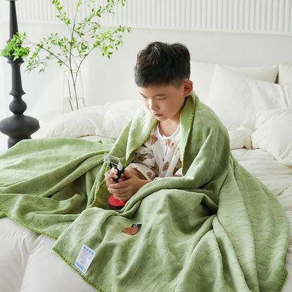 Manta DecorBites™ de terciopelo jacquard color leche para aire acondicionado | Chal cálido y de viaje para todas las estaciones