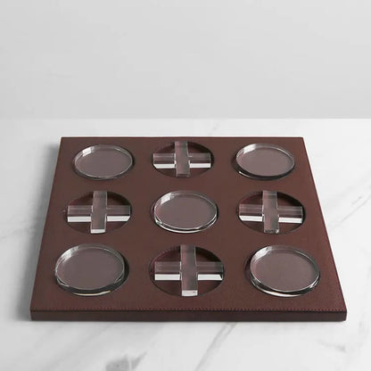 DecorBites™ Tablero de ajedrez geométrico de cuero, figuras decorativas transparentes para el hogar