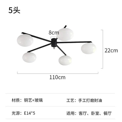 ديكوربايتس™ - وحدة إضاءة LED حديثة للسقف من النحاس اللامع باللونين الأسود والذهبي لغرفة المعيشة/المطبخ/الشرفة
