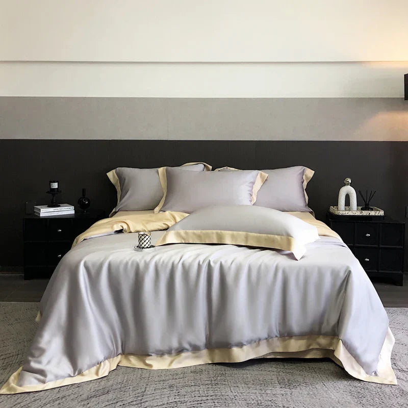 DecorBites™ 600TC Lyocell Eucalyptus Fiber Bedding Set: Duvet Cover, Bed Sheet, Pillowcases