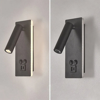 DecorBites™ Black Brass LED Wall Lamp with USB Port & Switch - 3W Spotlight for Bedroom