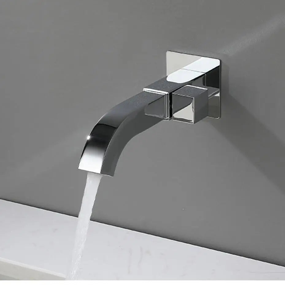 brushed gray Tap In Wall Basin brass Faucet brushed Gold Black Chrome Wall Mounted Basin Spout Lavatory