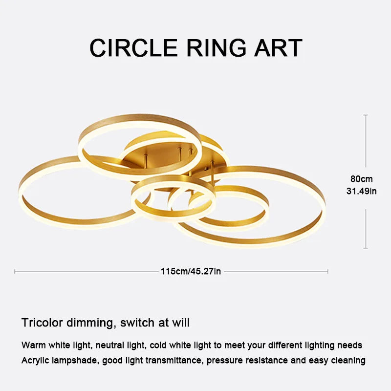 Gold LED Study Chandelier