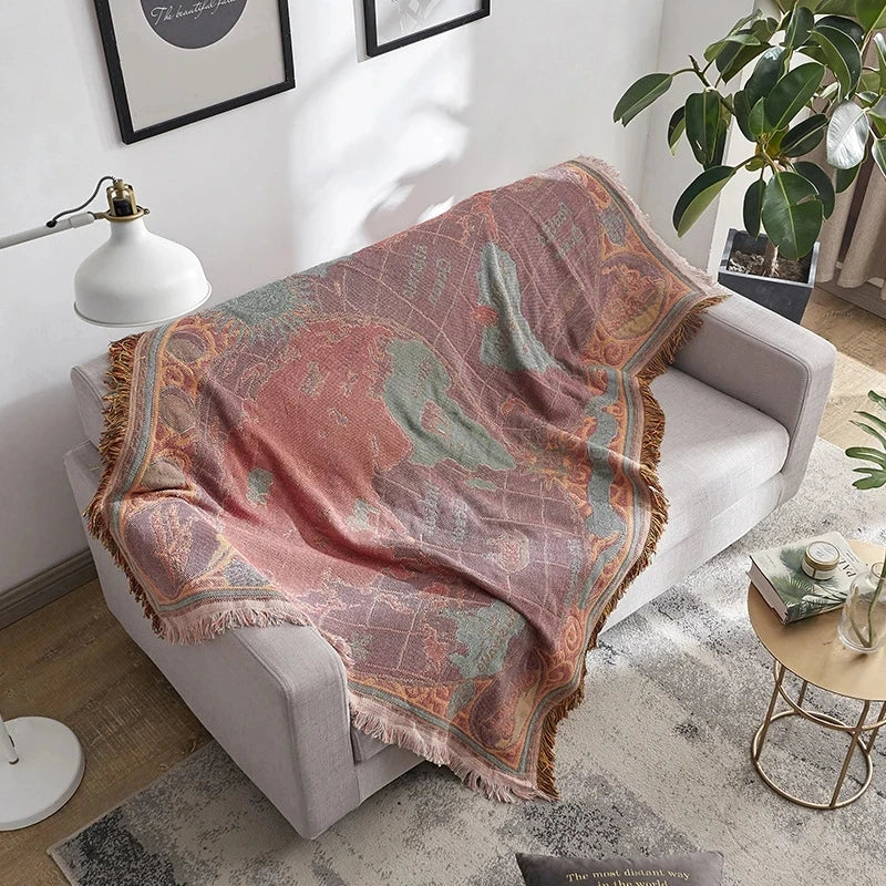 DecorBites™ Bohemian Cotton Plaid Sofa Blanket - Anti-Slip Knitted Decorative Home Cover