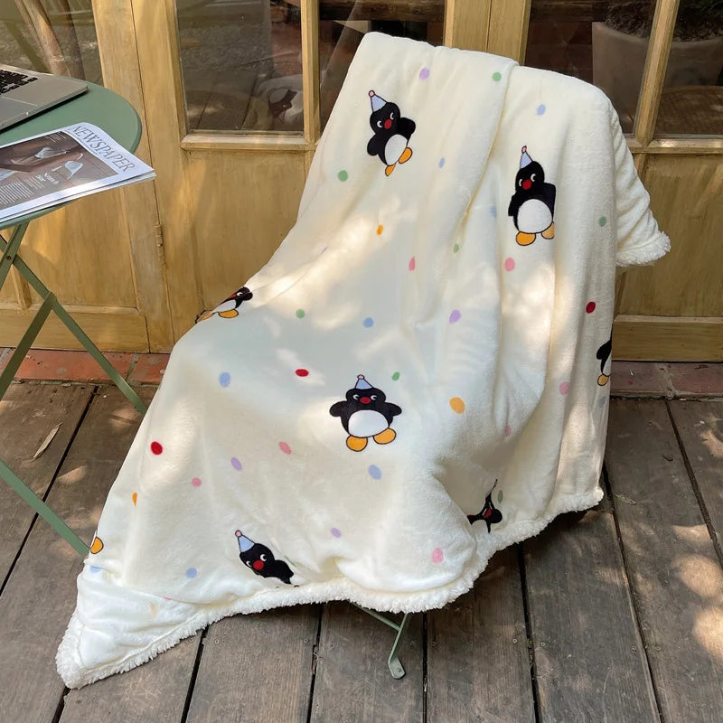 DecorBites™ Lamb Nap Cartoon Coral Velvet Blanket: Super Soft, Thick, and Cute for Winter