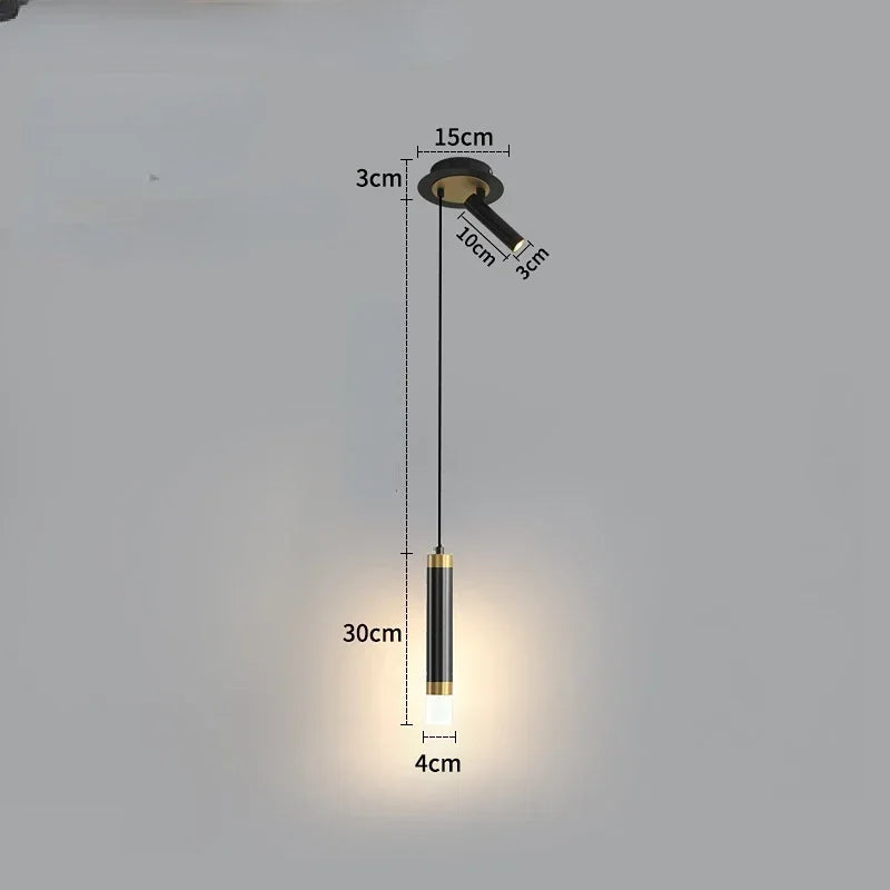 Modern Long Double Spotlight Pendant Light in Black/Gold