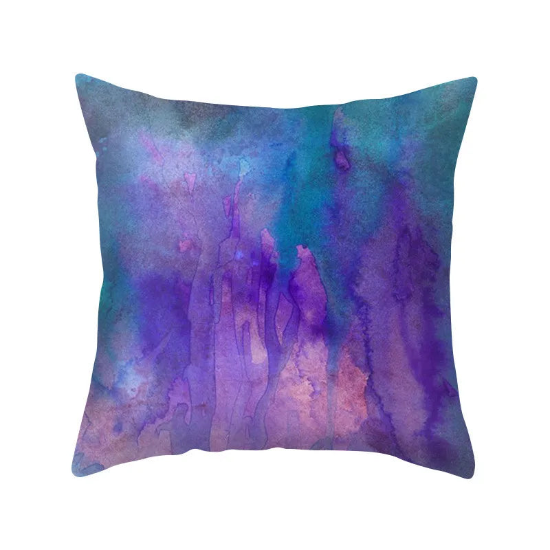 غطاء وسادة من البوليستر باللون الأزرق والأرجواني من DecorBites™، مناسب للمنزل والمكتب وغرفة النوم والأريكة