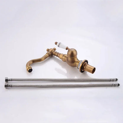DecorBites™ Antique Brass Basin Faucet, Rotatable Single Hole Kitchen Sink Mixer