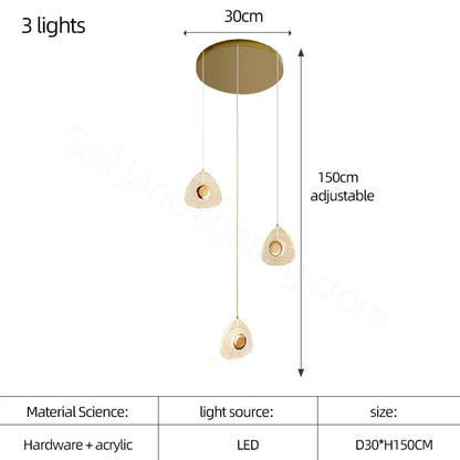 DecorBites™ Golden Acrylic LED Chandeliers for Living Room, Large & Creative Design Villa Lighting
